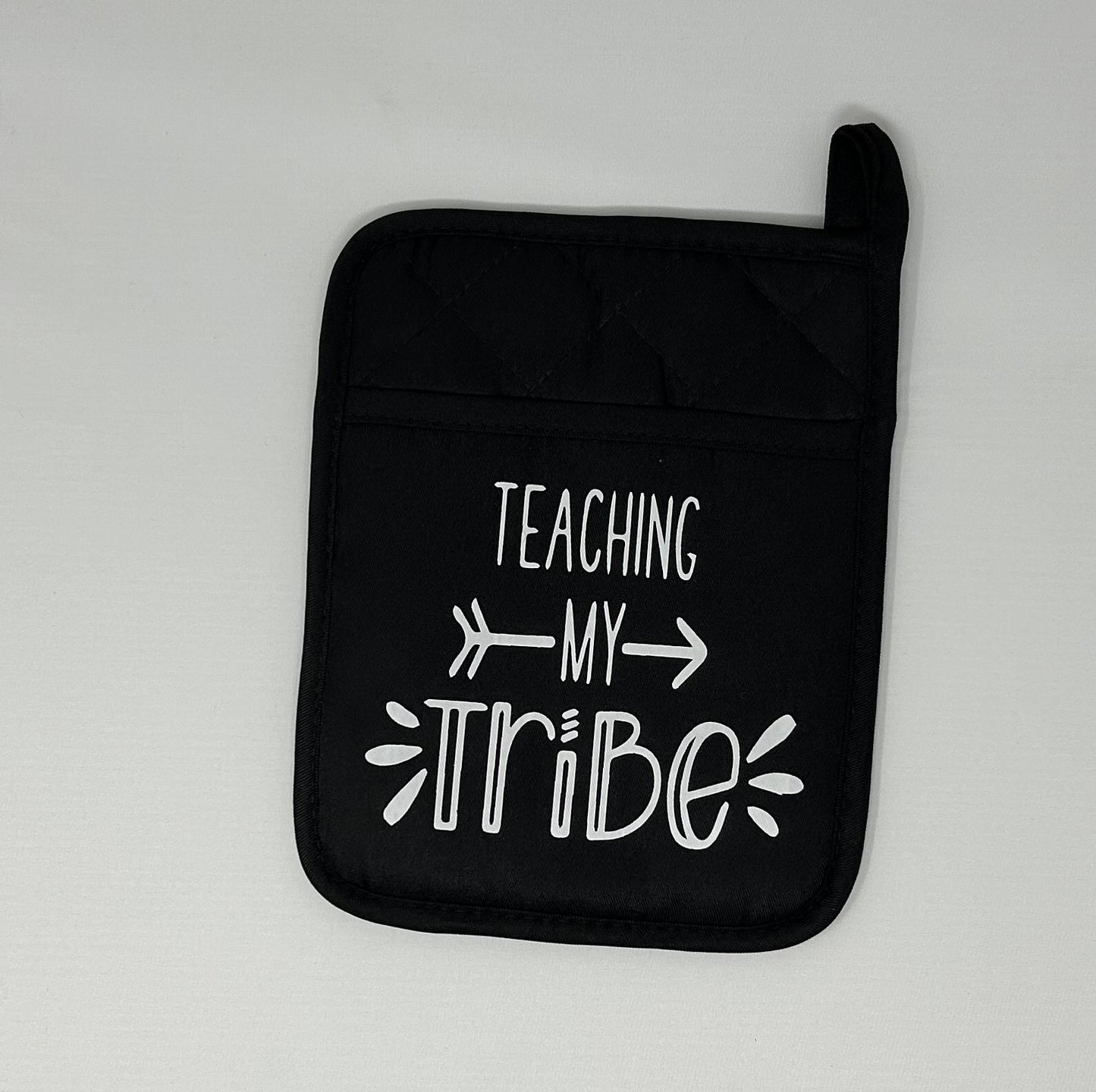 Potholder Mitt, 8.5x6.75 in. - Teaching My Tribe- Slate Blue, Black