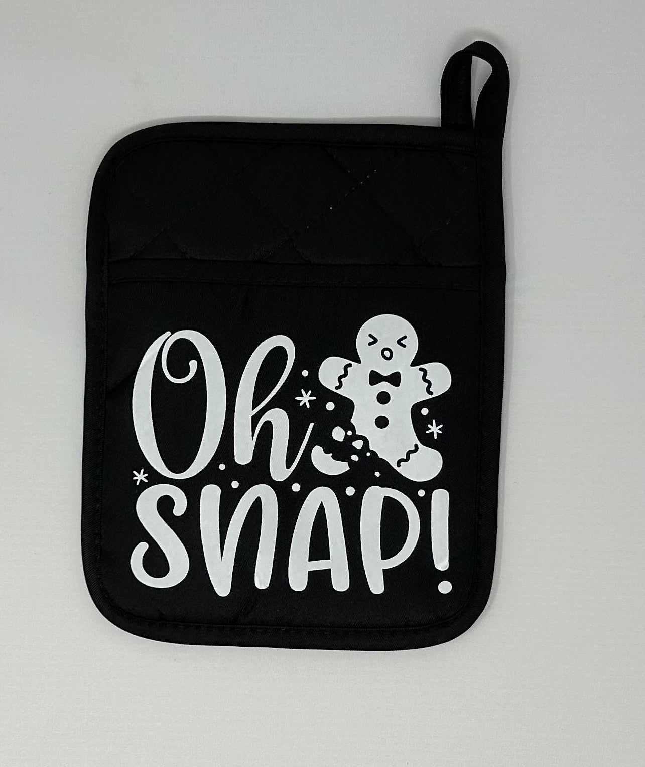 Potholder Mitt, 8.5x6.75 in. - Oh Snap - Slate Blue, Black