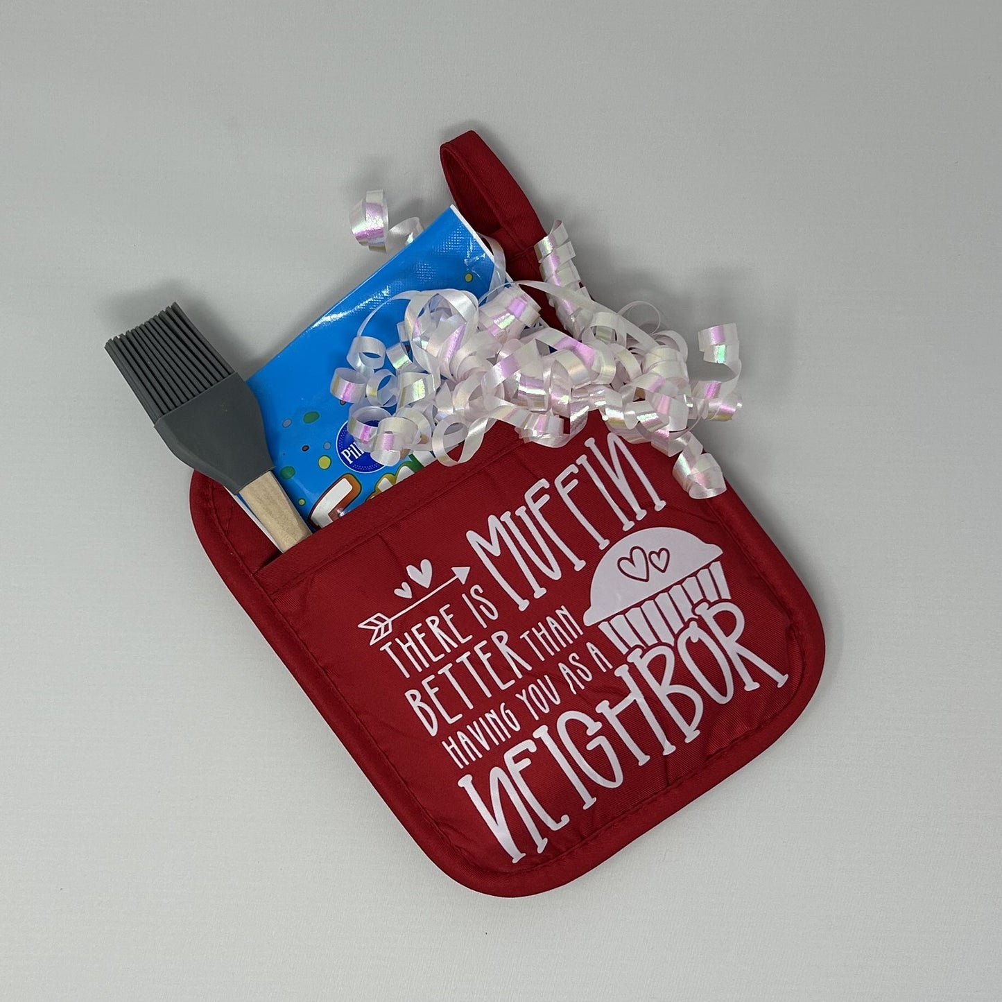Potholder Mitt, 8.5x6.75 in. - There Is Muffin Better Than Having You As A Neighbor - Red