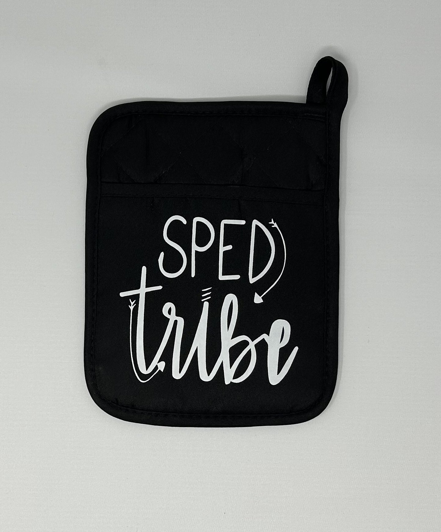 Potholder Mitt, 8.5x6.75 in. - Sped Tribe - Slate Blue & Black