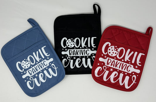 Potholder Mitt, 8.5x6.75 in. - Cookie Baking Crew -Red, Slate Blue, Black