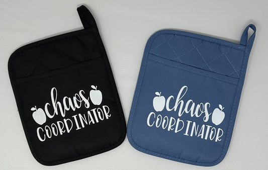 Potholder Mitt, 8.5x6.75 in. - Choas Coordinator - Black and Slate Blue