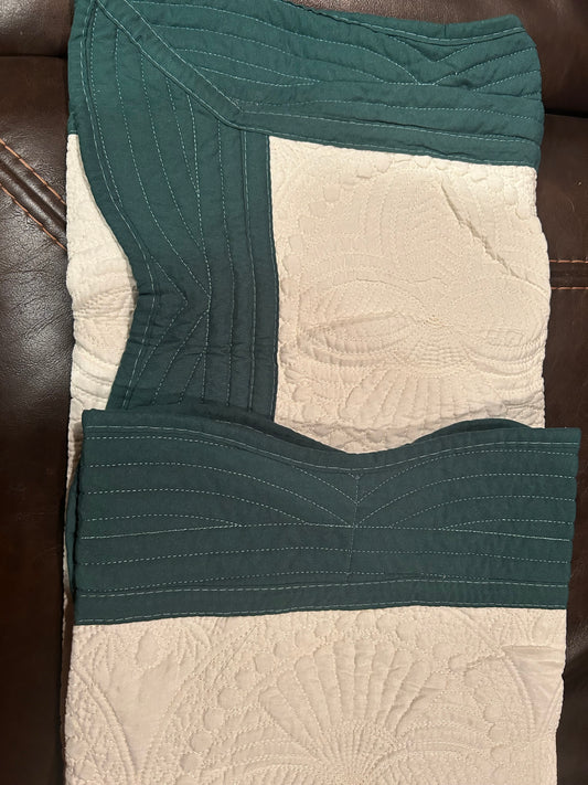 Forest green trim with ivory center