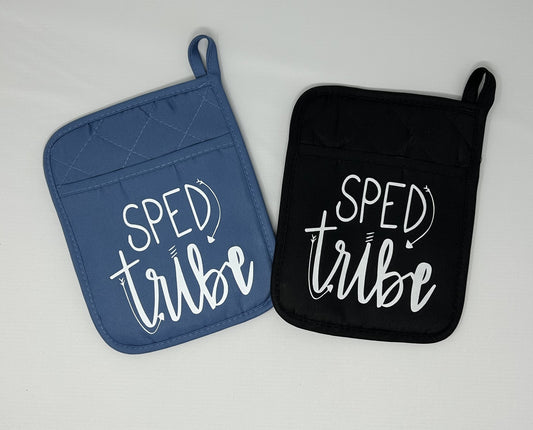 Potholder Mitt, 8.5x6.75 in. - Sped Tribe - Slate Blue & Black