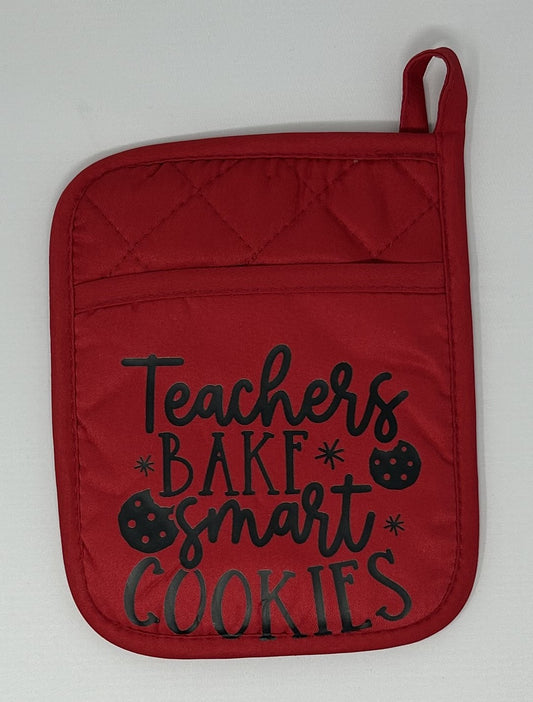 Potholder Mitt, 8.5x6.75 in. - Teachers Bake Smart Cookies - Red